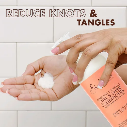 Vista 3 de SheaMoisture Acondicionador de coco e hibisco para cabello seco y rizado sin sulfato de coco e hibisco, 24 onzas líquidas y leche