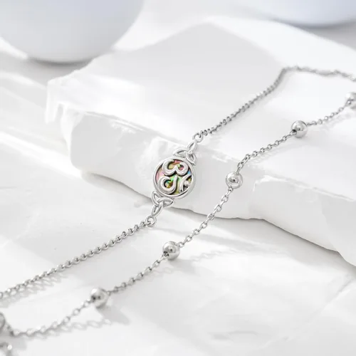 Vista 29 de CHIC & ARTSY Tobilleras delicadas de plata de ley S925 para verano, pulsera de tobillo ajustable multicapa para playa, joyería de pie para mujer