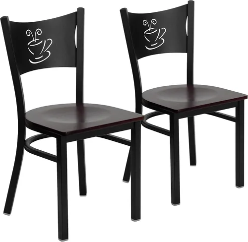 Vista 14 de Flash Furniture HERCULES Series Silla de restaurante de metal con respaldo de café negro - Asiento de vinilo burdeos Asiento de vinilo borgoña/marco
