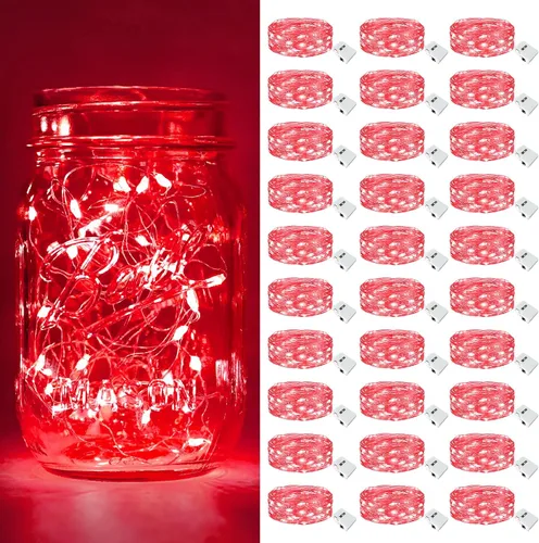 Vista 45 de btfarm - Paquete de 6 luces de hadas con pilas, luces parpadeantes con 3 modos