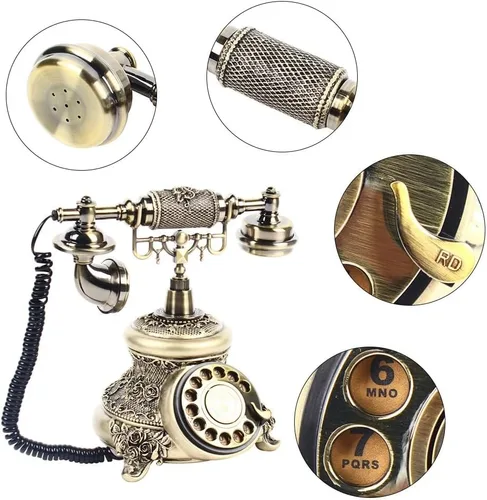 Vista 3 de Teléfono vintage para oficina en casa, teléfono fijo, antiguo teléfono antiguo con control de volumen, teléfonos clásicos de la vieja escuela