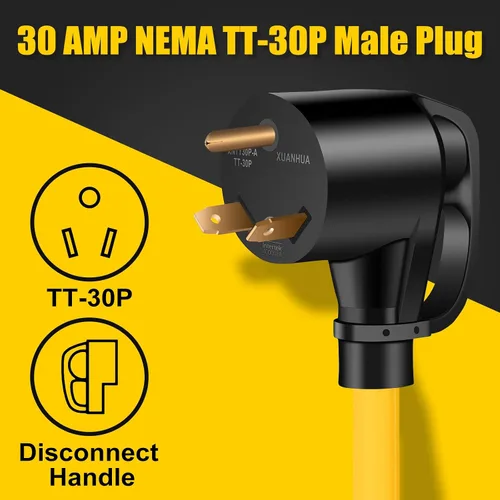 Vista 4 de Cable adaptador de interruptor de transferencia de generador de 30 amperios, resistente STW calibre 10, NEMA TT-30P macho a L14-30R hembra