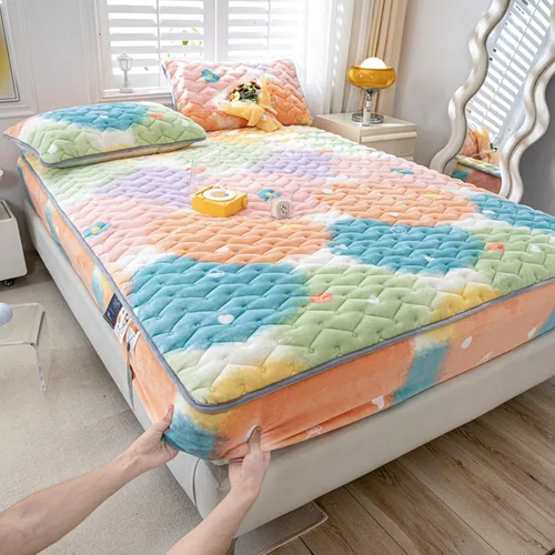 Vista 19 de Juego de sábanas bajeras extra largas tamaño King de 3 piezas con 2 fundas de almohada, forro polar de leche, suave para arrugas y antidecoloración