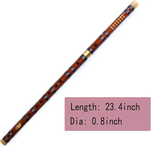 Vista 2 de Flauta de bambú de estilo vintage Instrumento chino Dizi tradicional (clave E)