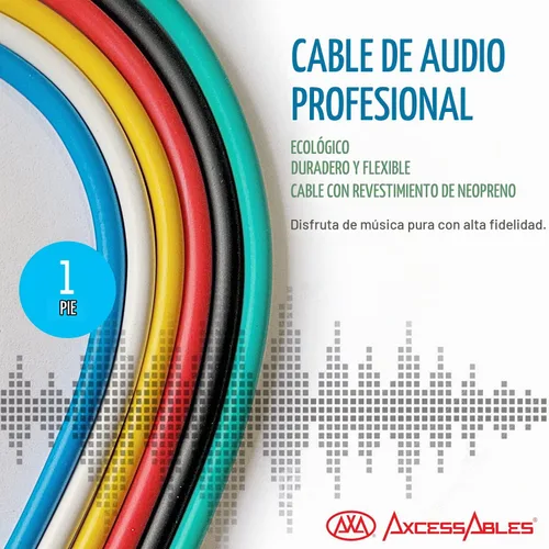 Vista 3 de AxcessAbles 1/4" TRS a 1/4" TRS - Cables de conexión estéreo equilibrados (6 unidades, 1 pie)