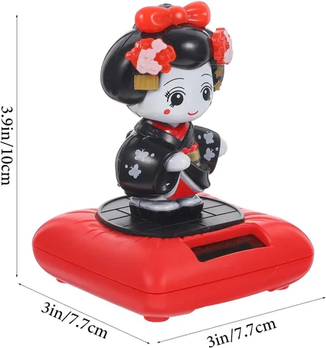 Vista 3 de Kimono solar bailarines kimono niña escultura tablero bailando coche alimentado por energía solar muñeca japonesa figura figura adorno