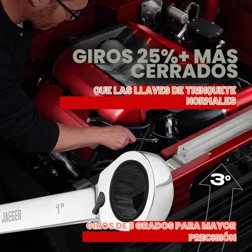 Vista 2 de Jaeger - Llave de trinquete reversible de 1 pulgada, desplazamiento de 15°, 12 puntos, SAE