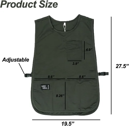 Vista 6 de Delantal impermeable unisex de trabajo con 4 bolsillos, delantal tipo faja, ultraligero, para chef y camarero, overol de trabajo