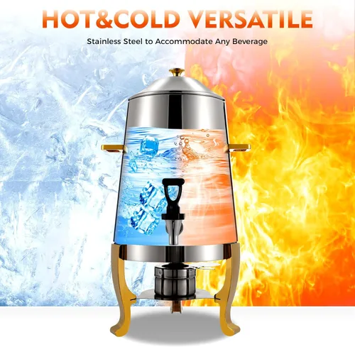 Vista 3 de Dispensador de bebidas calientes, urna eléctrica de café de 13 L, dispensador de bebidas frías y calientes de acero inoxidable con tabla