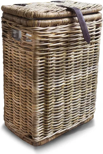 Vista 7 de Cesto de basura de cocina de mimbre The Basket Lady con forro de metal, 16 pulgadas de largo x 10.5 pulgadas de ancho x 24 pulgadas de alto