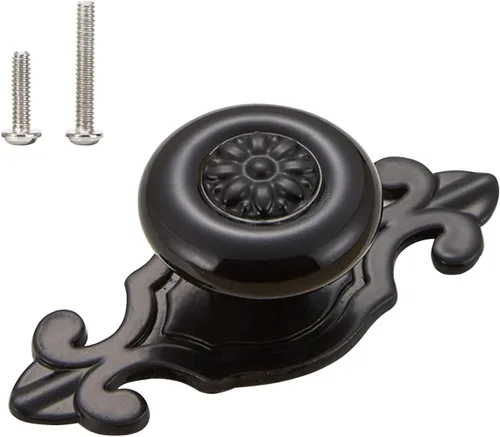 Vista 16 de HUAMULAN Paquete de 10 Pomos de Cerámica Retro, Tiradores Vintage para Cómoda Cocina con Pétalos para Gabinete, Base de Aleación de Zinc, Placa