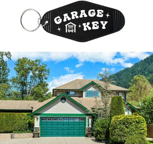 Vista 3 de Garage Key Tag, Retro Motel Style Garage Keychain Keyring, Gift Key Lable for Man Woman Family