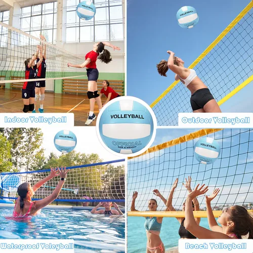 Vista 6 de Voleibol Tamaño Oficial 5 para Interior y Exterior, Voleibols de Toque Suave para Adultos, Juego de Playa, Piscina, Gimnasio, Entrenamiento, Diseño