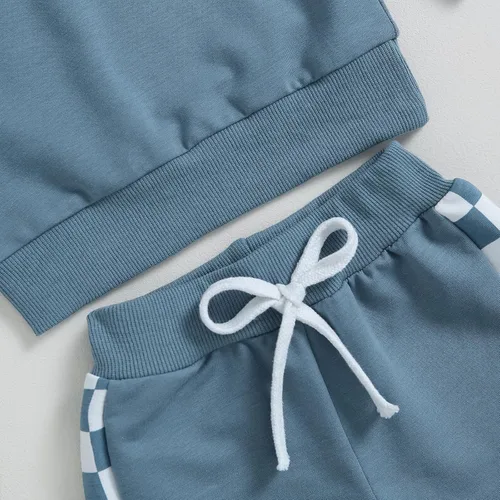 Vista 5 de Conjunto de 2 piezas de sudadera de manga larga con bolsillo y bloques de color para bebé niño