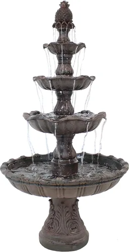 Vista 9 de Sunnydaze Grand Courtyard - Fuente de agua grande para exteriores de 4 niveles, fuente de 80 pulgadas de alto, fuente eléctrica escalonada de agua