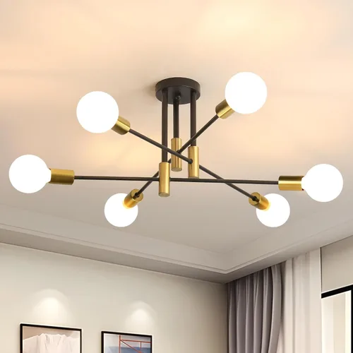 Vista 9 de Sputnik - Lámpara de techo semiempotrada con 2 luces Sputnik para dormitorio, comedor, baño, pasillo, sala de estar