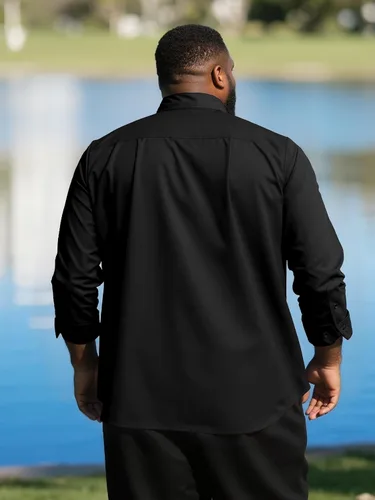 Vista 2 de Camisas grandes y altas para hombres, camisas de vestir casuales de manga larga con botones y bolsillo para negocios, viajes, uso diario