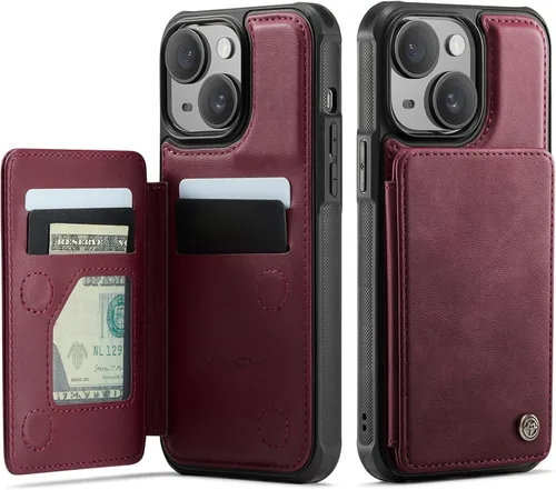 Vista 96 de Vinich for iPhone XR Wallet Case with Card Holder, Black RFID Blocking Credit Slots, Kickstand, Shockproof Flip Phone Cover, PU Leather, Double
