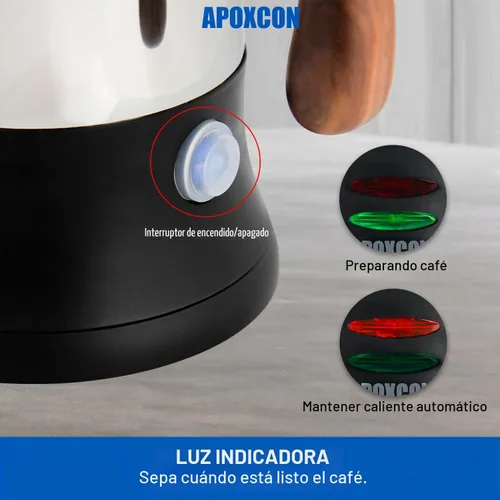 Vista 8 de APOXCON Percolador de Café Eléctrico Cafetera de Acero Inoxidable con Perilla de Vidrio Resistente Transparente para Ver el Progreso