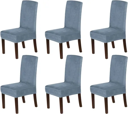 Vista 29 de Fundas elásticas de terciopelo para sillas de comedor, suaves, extraíbles y de comedor, color negro, 2
