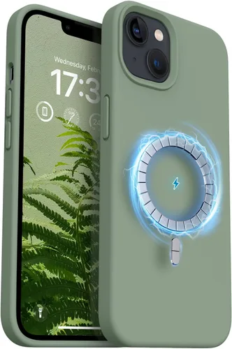Vista 16 de Compatible con iPhone 13, funda de silicona para teléfono con forro de microfibra delgado a prueba de golpes, suave antiarañazos, 6.1 pulgadas