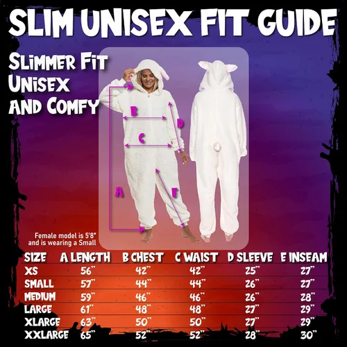 Vista 4 de Funziez! Slim Fit Sherpa Adult Onesie - Animal Halloween Costume - Plush One Piece Cosplay Suit for Women and Men