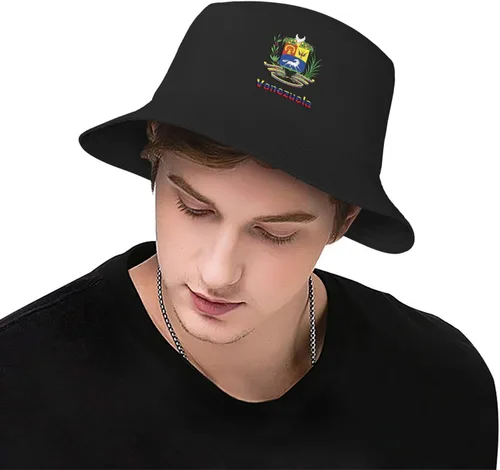 Vista 6 de Sombrero de pescador con logotipo de la bandera de Venezuela de doble tejido para mujeres y hombres, sombrero de pescador para adultos, sombrero