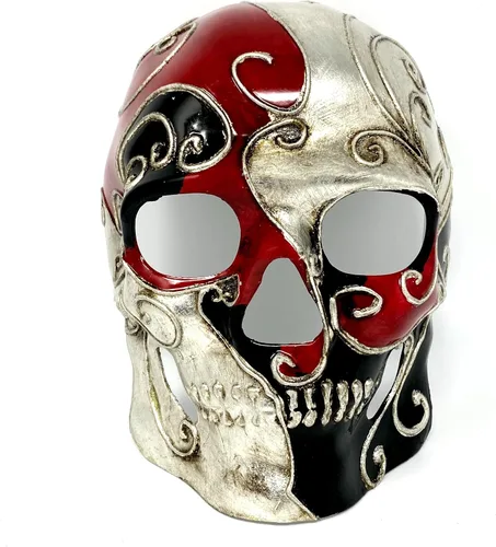 Vista 6 de Máscara de esqueleto de terror metálico estilo steampunk para disfraz de Halloween, fiesta de cosplay