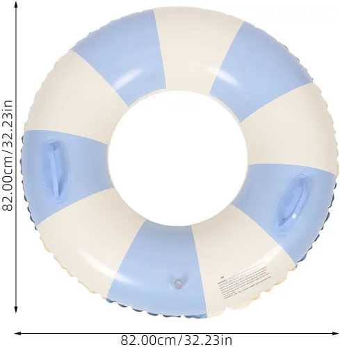 Vista 2 de Garneck Anillo de natación inflable de 32.3 pulgadas, diseño retro a rayas, flotante, flotadores de piscina con asas, anillos de PVC para adultos