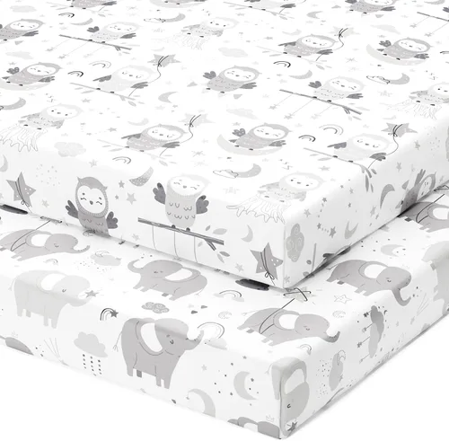 Vista 9 de Sábanas ajustadas para Pack and Play – Compatibles con Graco Pack n Play Corralito Cuna y otros colchones de parque infantil de 27 x 39 pulgadas