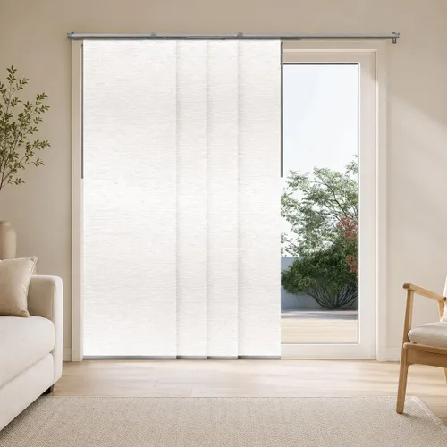Vista 33 de CHICOLOGY Elegantes Persianas Verticales Transparentes Blancas para el Hogar, Ventanas Interiores Grandes, Puerta Corrediza, Patio (78" An x 84" Al)