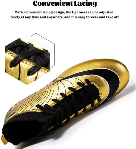Vista 3 de Botas de fútbol para hombre, botas de fútbol cómodas, duraderas, para exteriores, interiores, competición, entrenamiento, fútbol sala