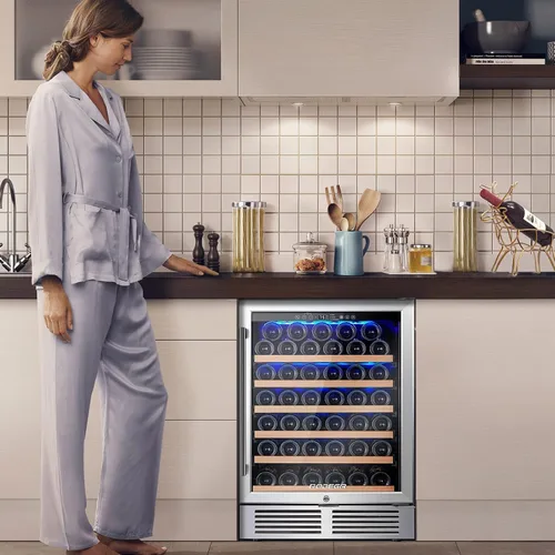 Vista 6 de BODEGA - Enfriador de vino de 24 pulgadas, refrigerador de vino de 52 botellas para botella grande como champán, compresor mejorado