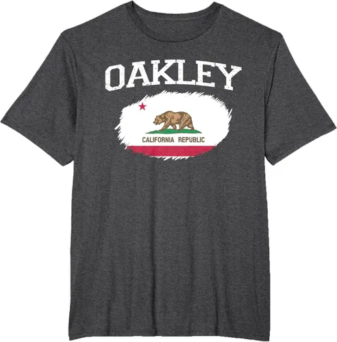 Vista 63 de OAKLEY CA CALIFORNIA Flag Vintage USA Sports Hombre Mujer Camiseta, Negro