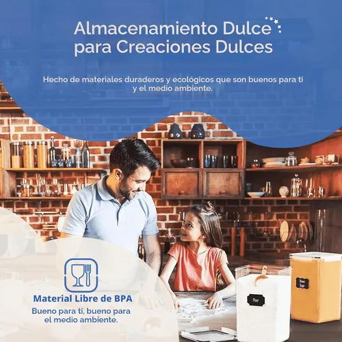 Vista 7 de Chef's Path Recipientes herméticos extra grandes de almacenamiento de harina y azúcar con tapas, juego de 2, recipientes de despensa de 6.5L
