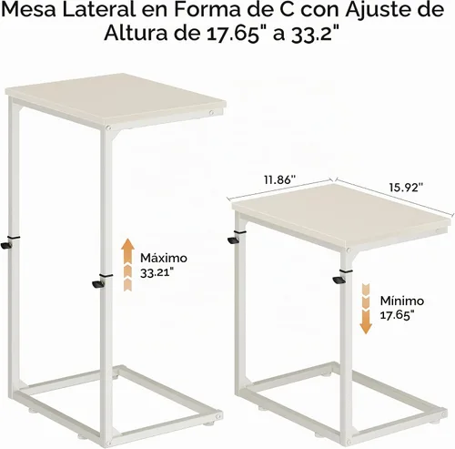 Vista 3 de Vagusicc C Shaped End Table for Couch, 33.2'' Tall C Table Adjustable Height Side Table, Small Side Table for Small Spaces, Couch Tables that Slide