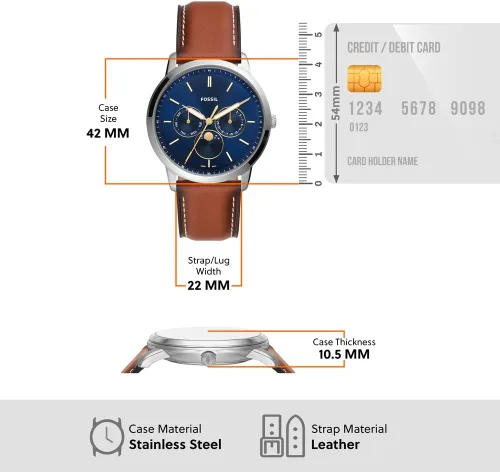 Vista 6 de Fossil Neutra Reloj cronógrafo para hombre con pulsera de acero inoxidable o correa de cuero auténtico