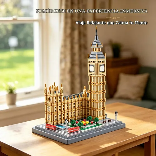 Vista 3 de Big Ben - Juego de microbloques de torre de reloj para adultos, 4112 piezas
