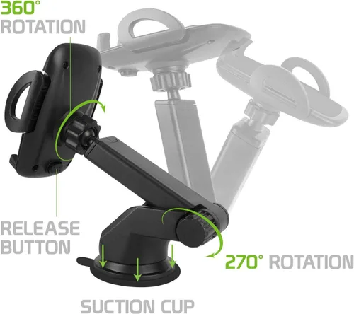 Vista 6 de Cellet Soporte telescópico para teléfono de coche – Soporte ajustable para tablero de instrumentos y parabrisas para teléfonos inteligentes
