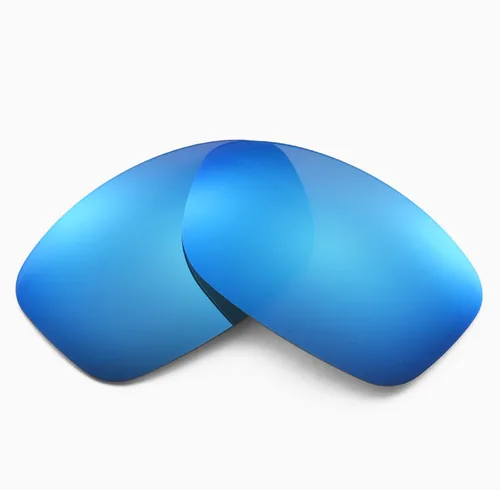 Vista 2 de Walleva Dos pares de lentes polarizadas de repuesto para gafas de sol Oakley Holbrook - azul hielo + rojo fuego, Revestimiento de espejo rojo fuego