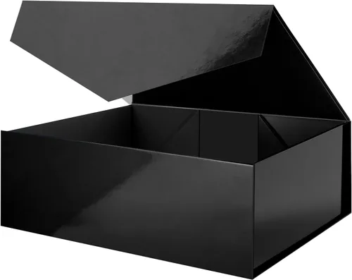 Vista 29 de Caja de regalo negra con ventana, caja de regalo magnética transparente para regalo, caja de propuesta de padrino de boda (10.5 x 7.5 x 3 pulgadas)