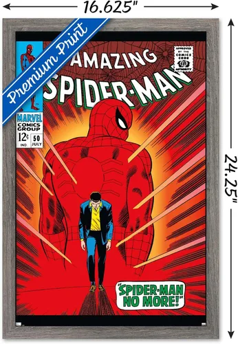 Vista 3 de Trends International Marvel Comics Amazing Spider-Man #50 - Póster de pared, 22.4 pulgadas de largo x 14.7 pulgadas, versión enmarcada en madera