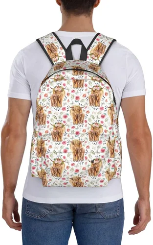 Vista 9 de Mochila de seta de 16 pulgadas Mochila de viaje ligera para portátil, vaca highland, Classic