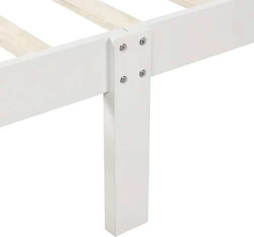 Vista 9 de Anwick Base de cama de plataforma de madera de tamaño individual para niños, base de colchón con cabecera y soporte de listones de madera para niñas