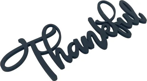 Vista 5 de Letrero de madera negra con texto en inglés "Thankful" (Thankful)