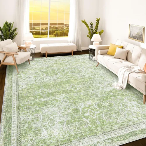 Vista 334 de Istana Alfombra larga antideslizante de 2.5 x 8 para el hogar, para pasillo y cocina, lavable, sedosa y suave al tacto, elegante, color azul y marfil