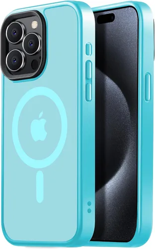 Vista 90 de Tigowos Funda magnética para iPhone 15, resistente a las caídas, sensación de piel mate, a prueba de golpes, ajuste delgado para iPhone 15, negro