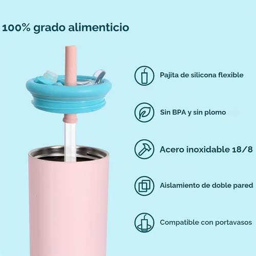 Vista 2 de Vaso de caramelo de 25 onzas, botella de agua aislada con tapa