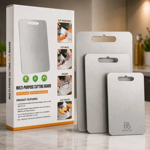 Vista 7 de 3 Pack Double Sided Stainless Steel Cutting Board for Kitchen