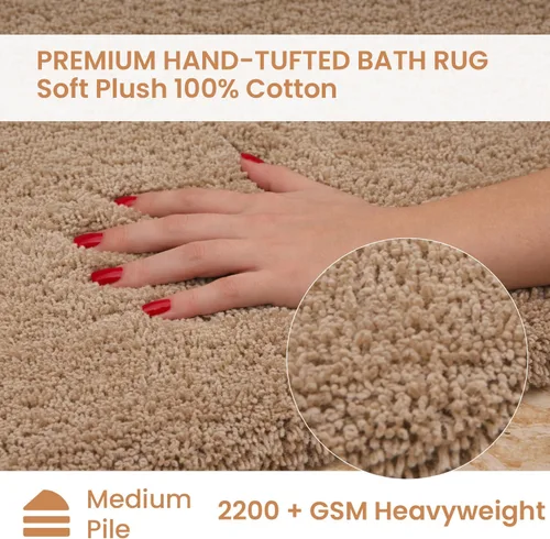 Vista 3 de C23 Shag - Alfombra de baño beige de 2200 GSM, 20 x 32 pulgadas, alfombra de baño gruesa de felpa ultrasuave, alfombra de baño peluda de lujo